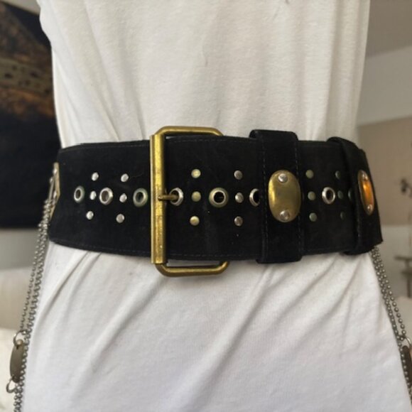 Vintage Black and gold embellished belt - Picture 4 of 4